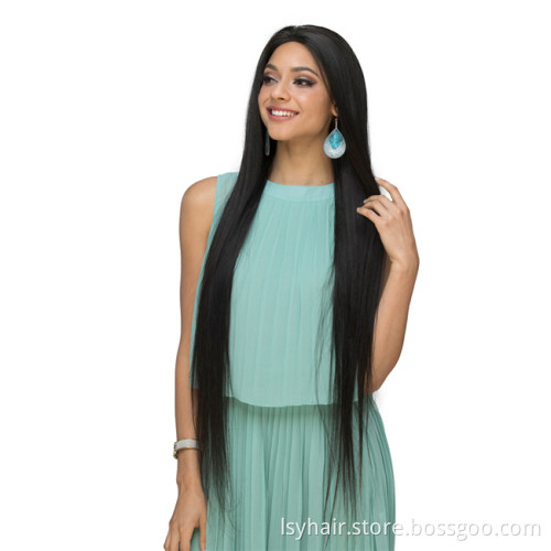 Lsy Virgin Cuticle Aligned Hair Wholesale Vendor, Raw Brazilian Straight Hair Bundles WIth Frontal Closure 10A Grade  Hair Weave